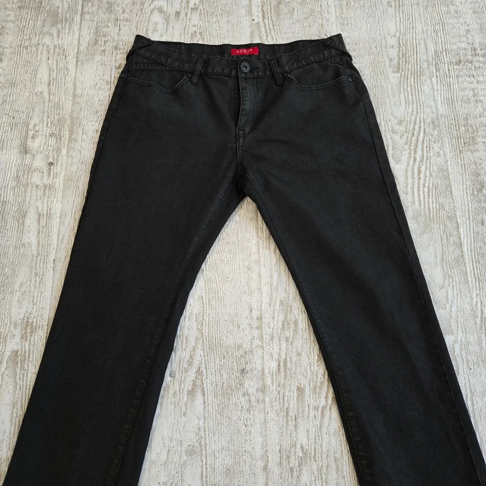 Guess Los Angeles Mens Black Straight Leg Zipper Pocket Jeans 33x30 Retro Urban